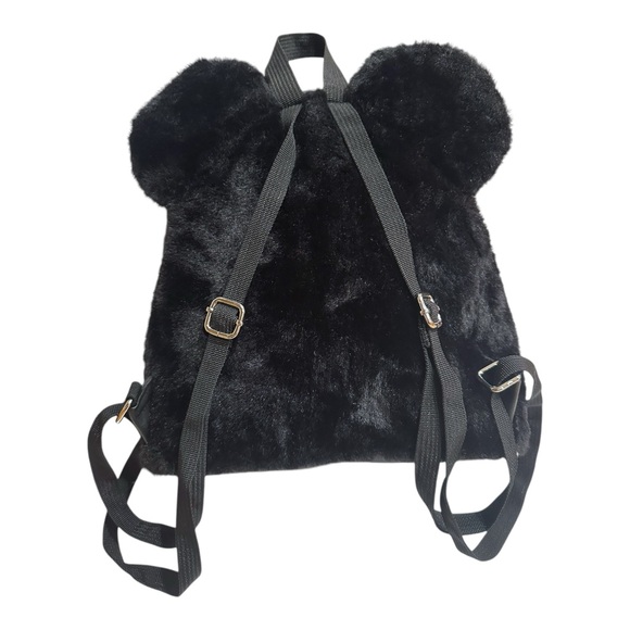 Bioworld Women’s Disney’s Mickey Mouse Soft Furry Black Adjustable Backpack - Picture 6 of 9